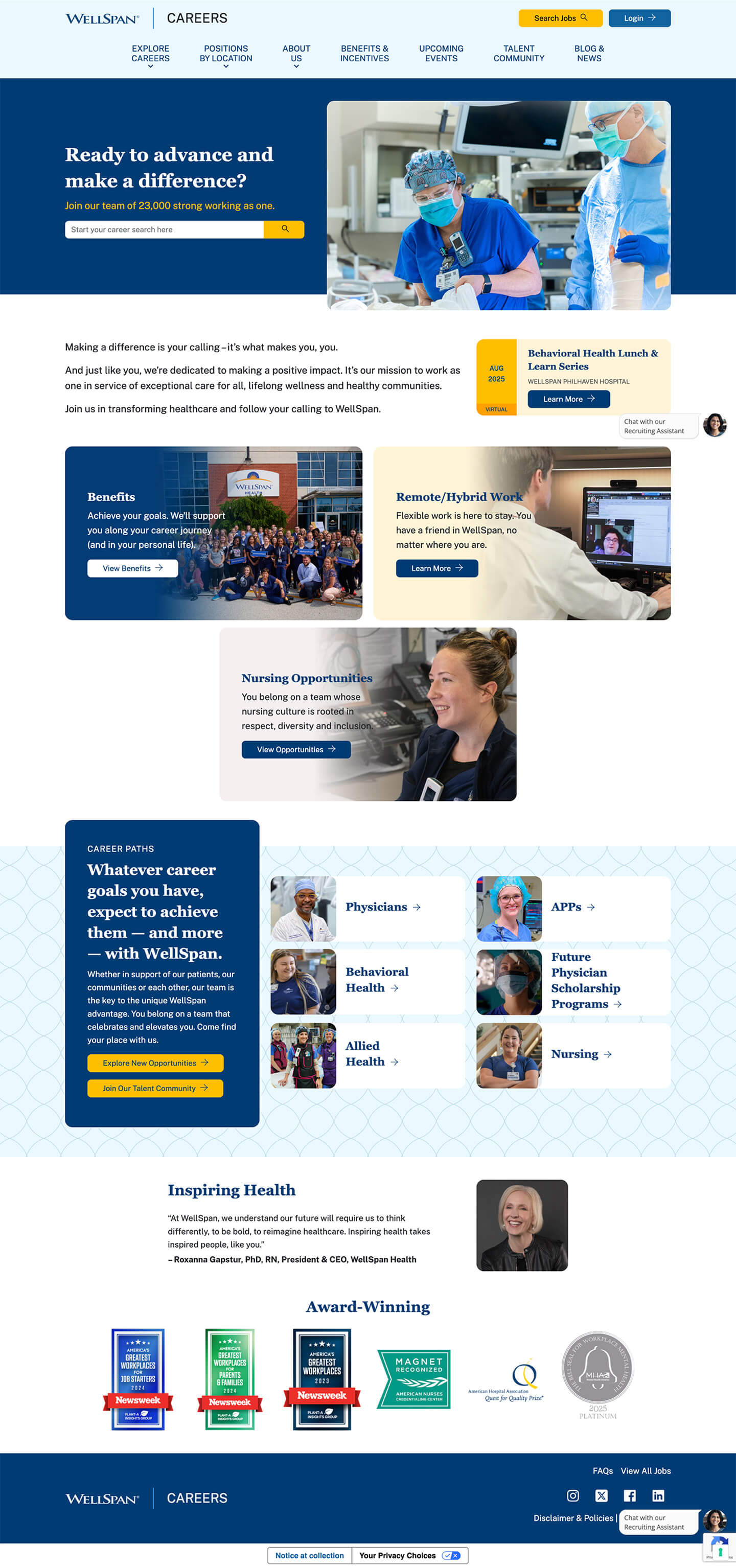 Wellspan Careers website